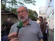 Hervé Fleury  est interviewé  durant la pause  suivant le tour 1