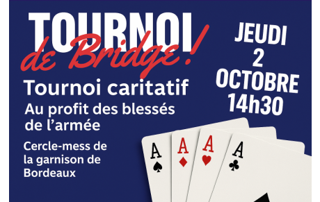 Message de la FFB : Tournoi de Bridge caritatif au profit des blessés des armées !
